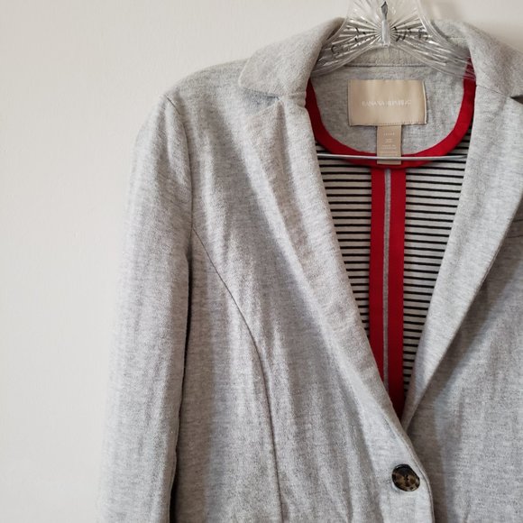 Banana Republic Light Grey Cotton Blazer XS Petite - Picture 2 of 6